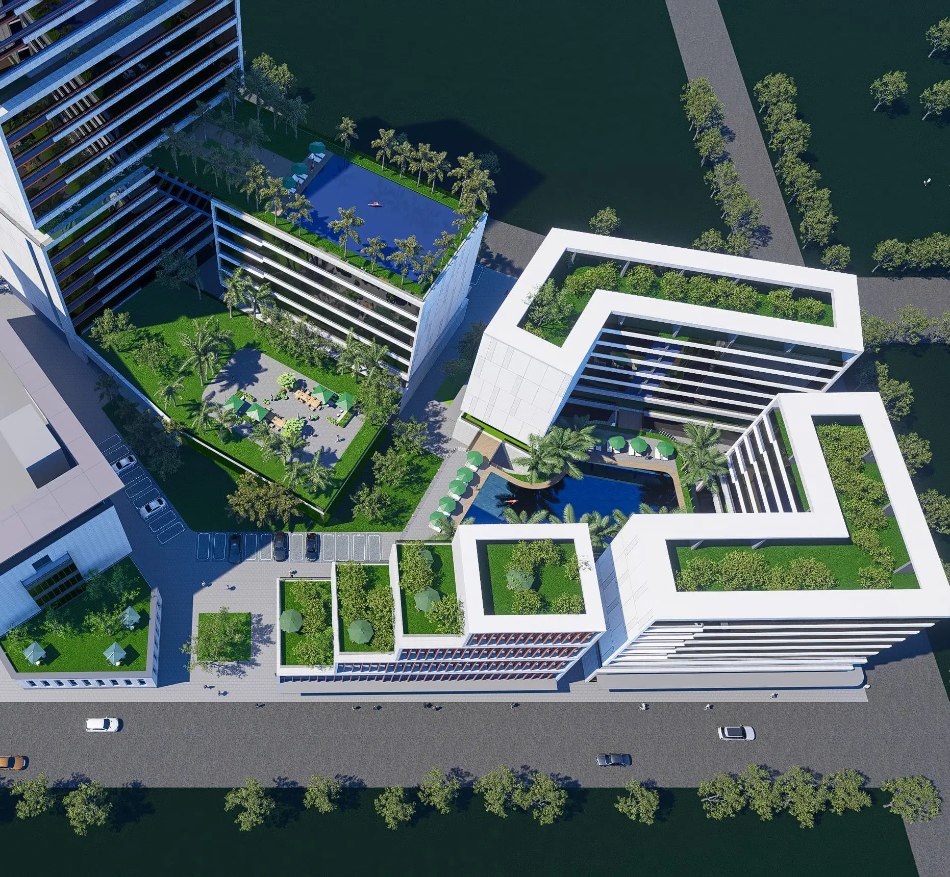 Espaces verts et toitures végétalisées de ZAFARA PLAZZA