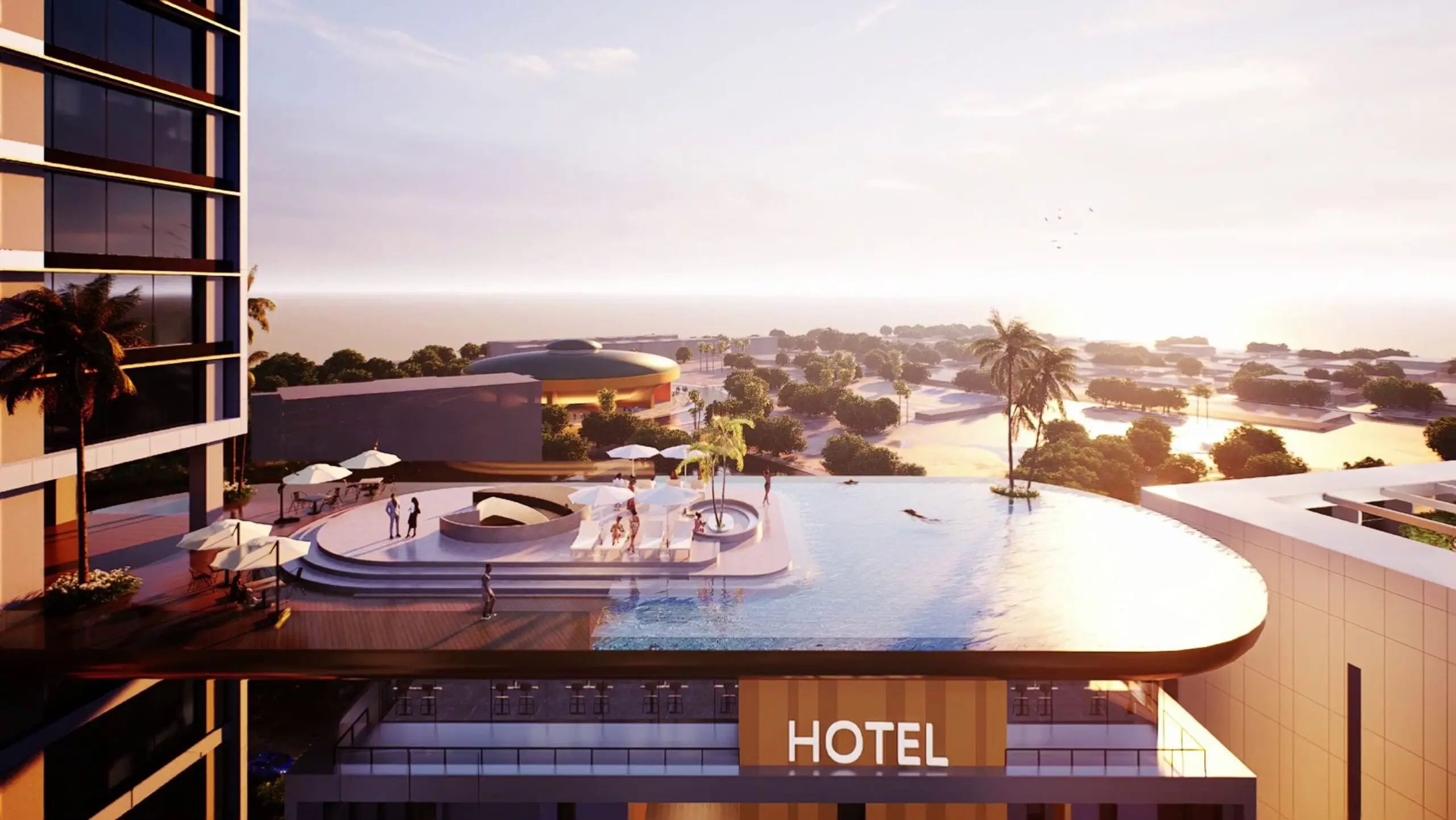 Piscine à débordement en rooftop de l'hôtel ZAFARA PLAZZA
